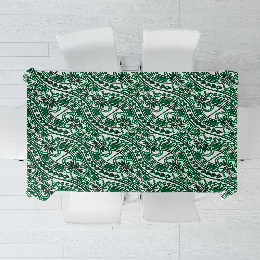 Hibiscus Bloom Island Tribal Waves Tablecloth Green Polynesian Pattern LT01 Green - Polynesian Pride