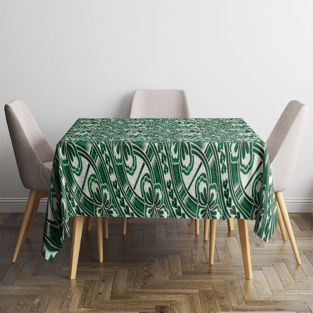 Hibiscus Bloom Island Tribal Waves Tablecloth Green Polynesian Pattern LT01 - Polynesian Pride