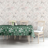 Hibiscus Bloom Island Tribal Waves Tablecloth Green Polynesian Pattern LT01 - Polynesian Pride