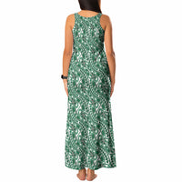 Hibiscus Bloom Island Tribal Waves Tank Maxi Dress Green Polynesian Pattern LT01 - Polynesian Pride