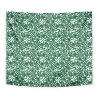 Hibiscus Bloom Island Tribal Waves Tapestry Green Polynesian Pattern LT01 - Polynesian Pride