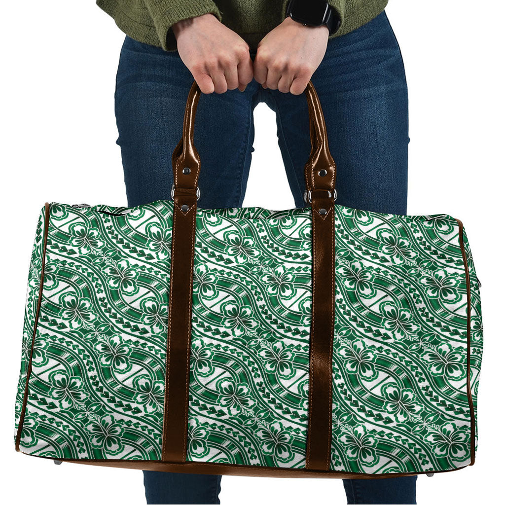 Hibiscus Bloom Island Tribal Waves Travel Bag Green Polynesian Pattern LT01 Green - Polynesian Pride
