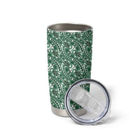 Hibiscus Bloom Island Tribal Waves Tumbler Cup Green Polynesian Pattern LT01 - Polynesian Pride