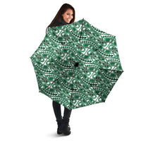Hibiscus Bloom Island Tribal Waves Umbrella Green Polynesian Pattern LT01 - Polynesian Pride