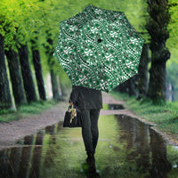 Hibiscus Bloom Island Tribal Waves Umbrella Green Polynesian Pattern LT01 - Polynesian Pride