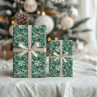 Hibiscus Bloom Island Tribal Waves Wrapping Paper Green Polynesian Pattern LT01 - Polynesian Pride