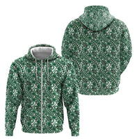 Hibiscus Bloom Island Tribal Waves Zip Hoodie Green Polynesian Pattern LT01 - Polynesian Pride