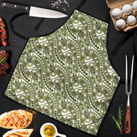 Hibiscus Bloom Island Tribal Waves Apron Olive Green Polynesian Pattern LT01 Olive Green - Polynesian Pride