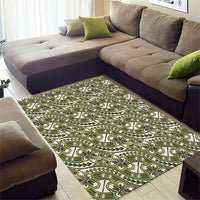 Hibiscus Bloom Island Tribal Waves Area Rug Olive Green Polynesian Pattern LT01 - Polynesian Pride