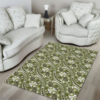 Hibiscus Bloom Island Tribal Waves Area Rug Olive Green Polynesian Pattern LT01 - Polynesian Pride
