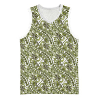 Hibiscus Bloom Island Tribal Waves Basketball Jersey Olive Green Polynesian Pattern LT01 Unisex Olive Green - Polynesian Pride