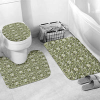 Hibiscus Bloom Island Tribal Waves Bathroom Set Olive Green Polynesian Pattern LT01 Mat Set Only (3 pcs) One Size Olive Green - Polynesian Pride