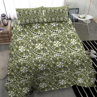 Hibiscus Bloom Island Tribal Waves Bedding Set Olive Green Polynesian Pattern LT01 - Polynesian Pride