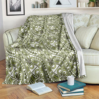 Hibiscus Bloom Island Tribal Waves Blanket Olive Green Polynesian Pattern LT01 Olive Green - Polynesian Pride