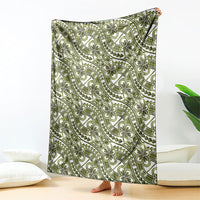 Hibiscus Bloom Island Tribal Waves Blanket Olive Green Polynesian Pattern LT01 - Polynesian Pride