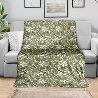 Hibiscus Bloom Island Tribal Waves Blanket Olive Green Polynesian Pattern LT01 - Polynesian Pride