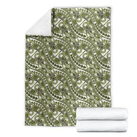 Hibiscus Bloom Island Tribal Waves Blanket Olive Green Polynesian Pattern LT01 - Polynesian Pride