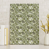 Hibiscus Bloom Island Tribal Waves Canvas Wall Art Olive Green Polynesian Pattern LT01 Without Frame Olive Green - Polynesian Pride