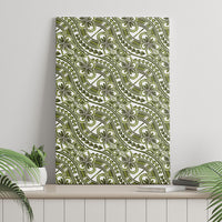Hibiscus Bloom Island Tribal Waves Canvas Wall Art Olive Green Polynesian Pattern LT01 - Polynesian Pride