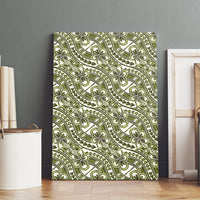 Hibiscus Bloom Island Tribal Waves Canvas Wall Art Olive Green Polynesian Pattern LT01 - Polynesian Pride