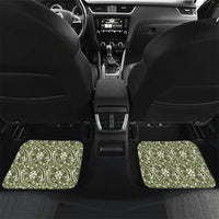 Hibiscus Bloom Island Tribal Waves Car Mats Olive Green Polynesian Pattern LT01 Set 2pcs - Back Olive Green - Polynesian Pride
