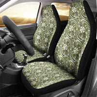 Hibiscus Bloom Island Tribal Waves Car Seat Cover Olive Green Polynesian Pattern LT01 - Polynesian Pride
