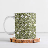 Hibiscus Bloom Island Tribal Waves Ceramic Mug Olive Green Polynesian Pattern LT01 Olive Green - Polynesian Pride