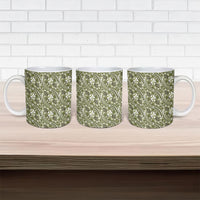 Hibiscus Bloom Island Tribal Waves Ceramic Mug Olive Green Polynesian Pattern LT01 - Polynesian Pride