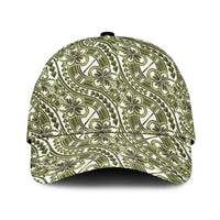 Hibiscus Bloom Island Tribal Waves Classic Cap Olive Green Polynesian Pattern LT01 Universal Fit Olive Green - Polynesian Pride