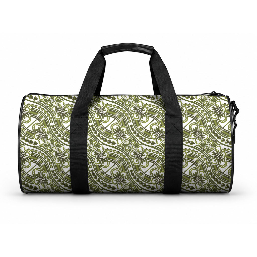 Hibiscus Bloom Island Tribal Waves Duffle Bag Olive Green Polynesian Pattern LT01 One size Olive Green - Polynesian Pride