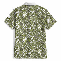 Hibiscus Bloom Island Tribal Waves Hawaiian Shirt Olive Green Polynesian Pattern LT01 - Polynesian Pride