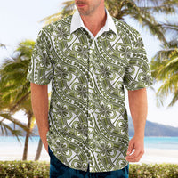 Hibiscus Bloom Island Tribal Waves Hawaiian Shirt Olive Green Polynesian Pattern LT01 - Polynesian Pride