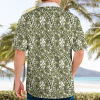 Hibiscus Bloom Island Tribal Waves Hawaiian Shirt Olive Green Polynesian Pattern LT01 - Polynesian Pride