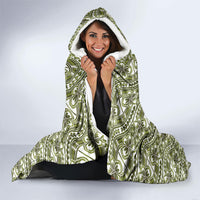 Hibiscus Bloom Island Tribal Waves Hooded Blanket Olive Green Polynesian Pattern LT01 - Polynesian Pride