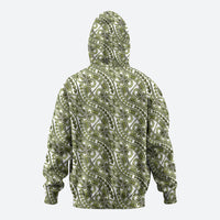 Hibiscus Bloom Island Tribal Waves Hoodie Olive Green Polynesian Pattern LT01 - Polynesian Pride