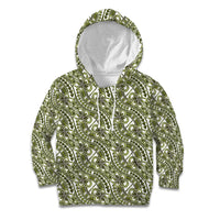 Hibiscus Bloom Island Tribal Waves Kid Hoodie Olive Green Polynesian Pattern LT01 Hoodie Olive Green - Polynesian Pride