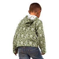 Hibiscus Bloom Island Tribal Waves Kid Hoodie Olive Green Polynesian Pattern LT01 - Polynesian Pride