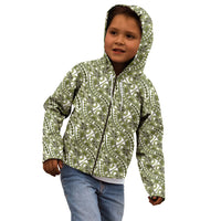 Hibiscus Bloom Island Tribal Waves Kid Hoodie Olive Green Polynesian Pattern LT01 - Polynesian Pride