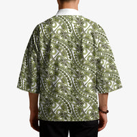 Hibiscus Bloom Island Tribal Waves Kimono Olive Green Polynesian Pattern LT01 - Polynesian Pride