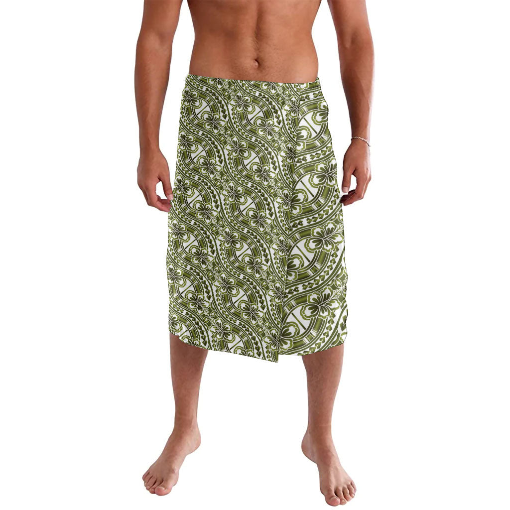 Hibiscus Bloom Island Tribal Waves Lavalava Olive Green Polynesian Pattern LT01 Olive Green - Polynesian Pride