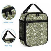 Hibiscus Bloom Island Tribal Waves Lunch Bag Olive Green Polynesian Pattern LT01 - Polynesian Pride