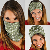 Hibiscus Bloom Island Tribal Waves Neck Gaiter Olive Green Polynesian Pattern LT01 - Polynesian Pride