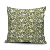 Hibiscus Bloom Island Tribal Waves Pillow Cover Olive Green Polynesian Pattern LT01 Olive Green - Polynesian Pride