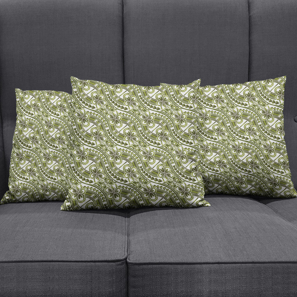 Hibiscus Bloom Island Tribal Waves Pillow Cover Olive Green Polynesian Pattern LT01 - Polynesian Pride