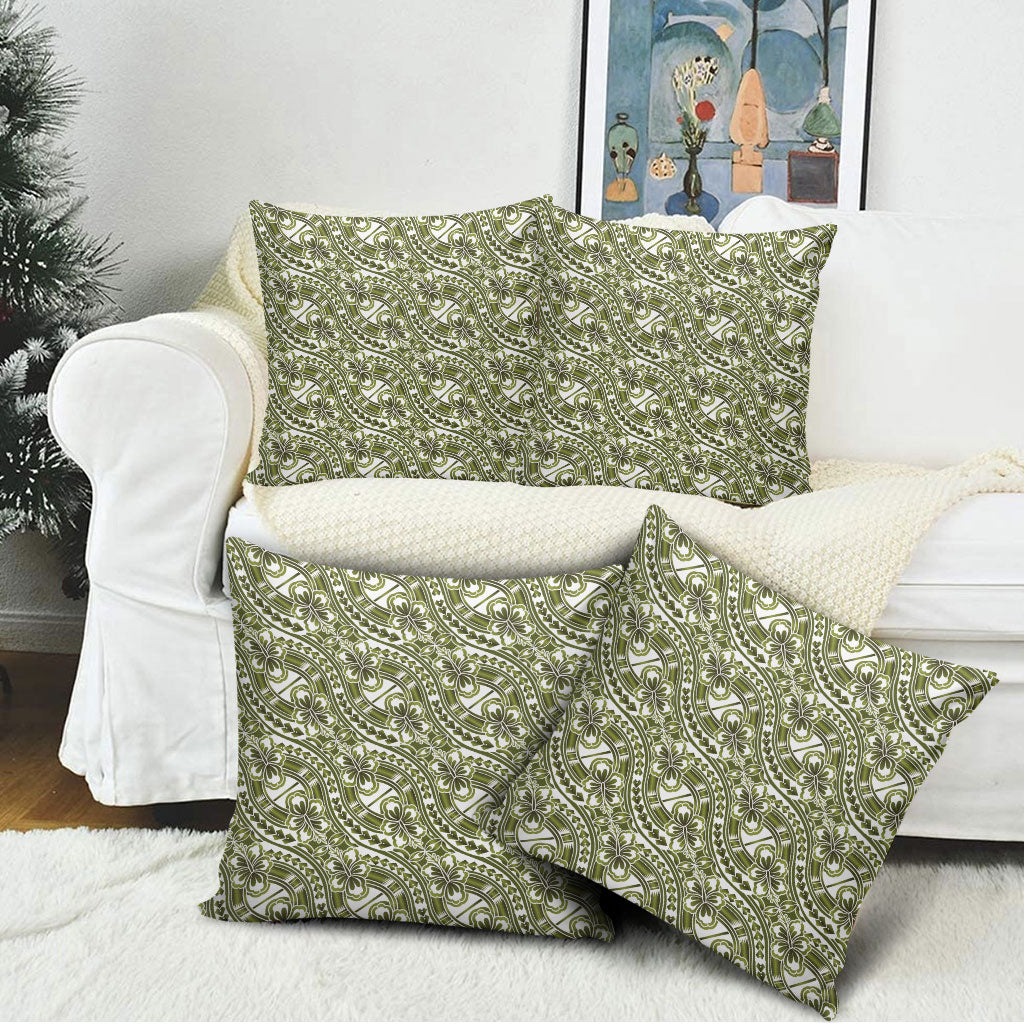 Hibiscus Bloom Island Tribal Waves Pillow Cover Olive Green Polynesian Pattern LT01 - Polynesian Pride