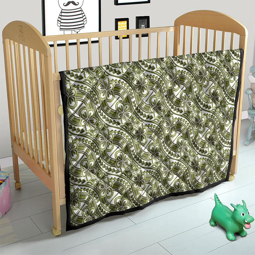 Hibiscus Bloom Island Tribal Waves Quilt Olive Green Polynesian Pattern LT01 - Polynesian Pride