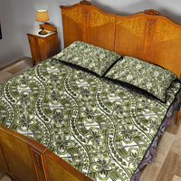 Hibiscus Bloom Island Tribal Waves Quilt Bed Set Olive Green Polynesian Pattern LT01 - Polynesian Pride
