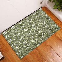 Hibiscus Bloom Island Tribal Waves Rubber Doormat Olive Green Polynesian Pattern LT01 - Polynesian Pride