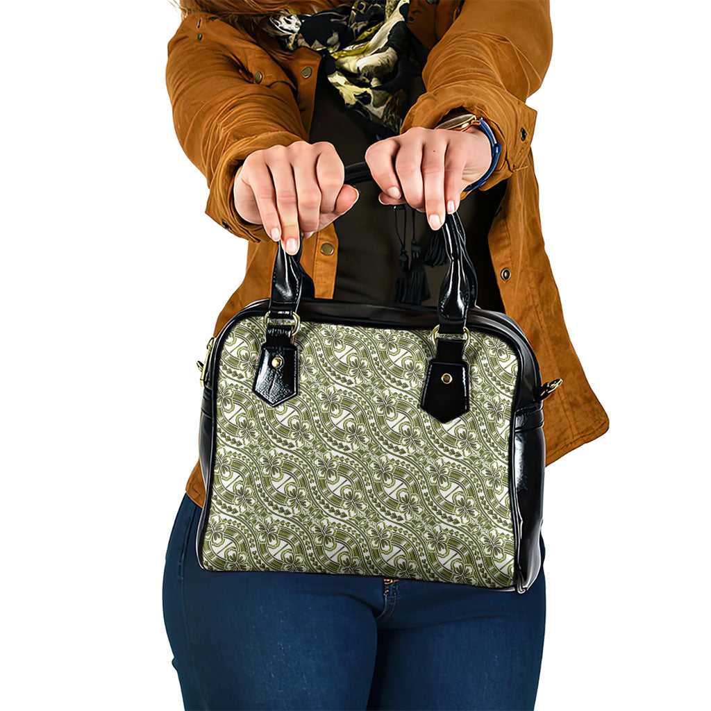 Hibiscus Bloom Island Tribal Waves Shoulder Handbag Olive Green Polynesian Pattern LT01 One Size Olive Green - Polynesian Pride