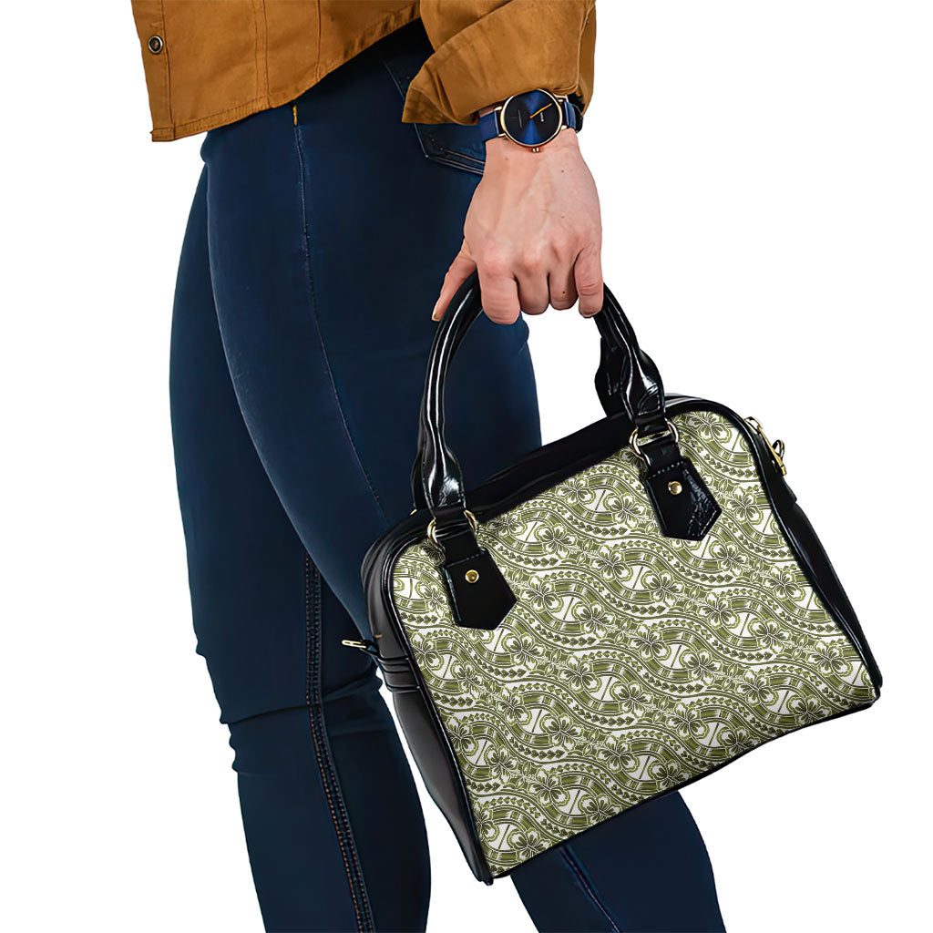Hibiscus Bloom Island Tribal Waves Shoulder Handbag Olive Green Polynesian Pattern LT01 - Polynesian Pride